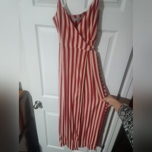 Flynn Skye Red and Cream Striped Maxi Dress